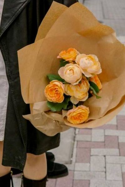 Florist preparing bouquet