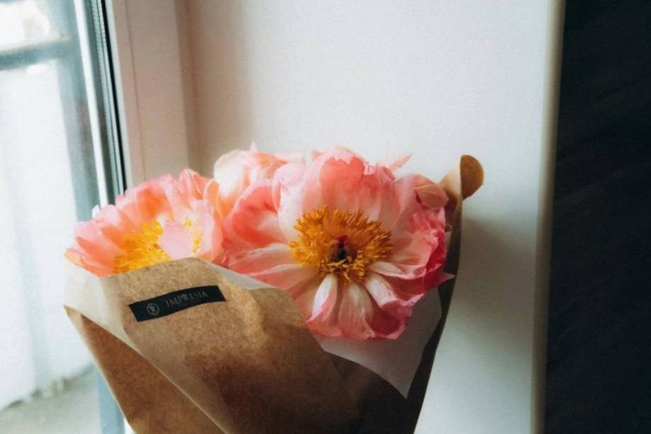 Bouquet in hospital-safe packaging